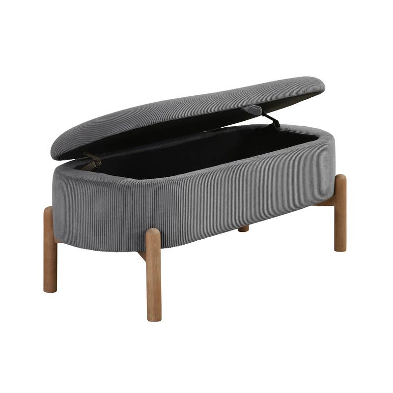 Salem 42" Corduroy Lift Top Storage Bench - Foam Cushioned Seat