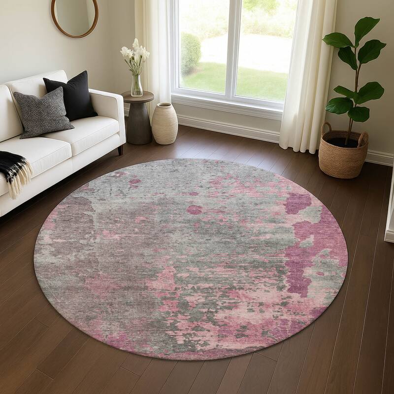 Premium Washable Super Soft Chic Abstract Mayfield Rug - Blush - 8' x 8'