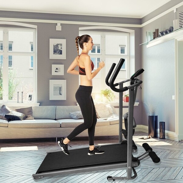 Folding mechanical shop treadmill