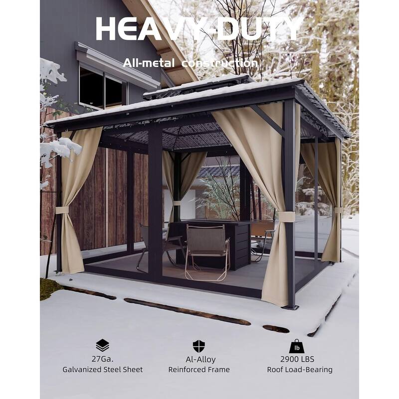 10'x12' Hardtop Gazebo for Patio, Deck, Backyard, Lawn, and Garden - 10X12 Ft