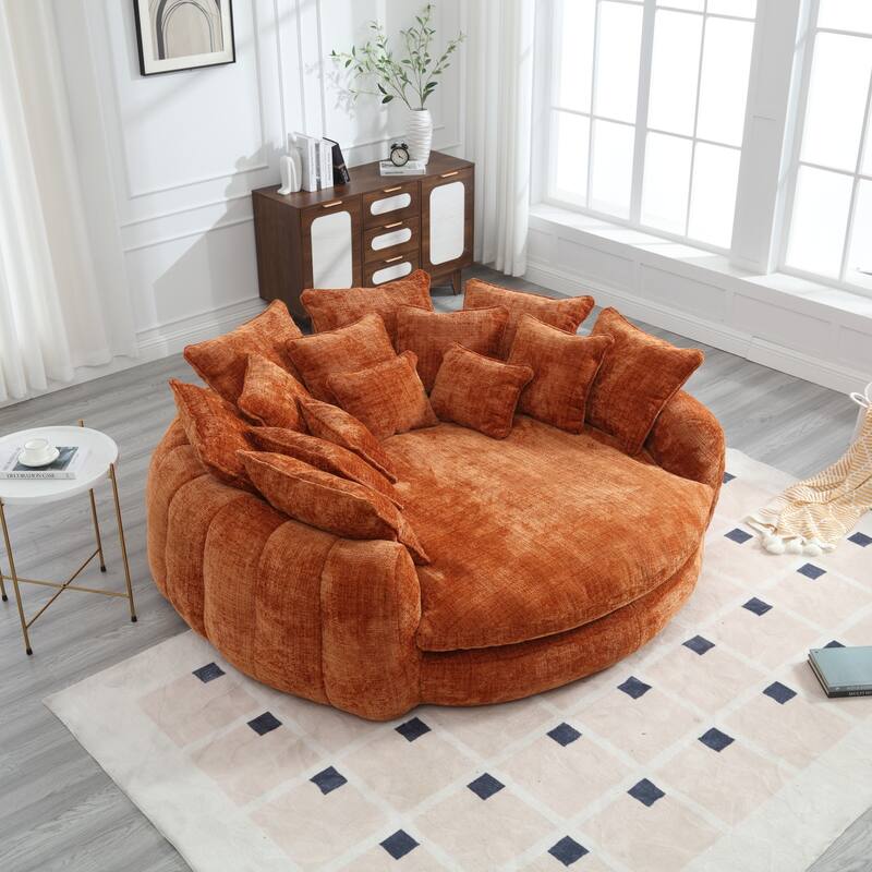 Comfortable Oversized Double Loaf High Back Round Sofa Bed with Armrests