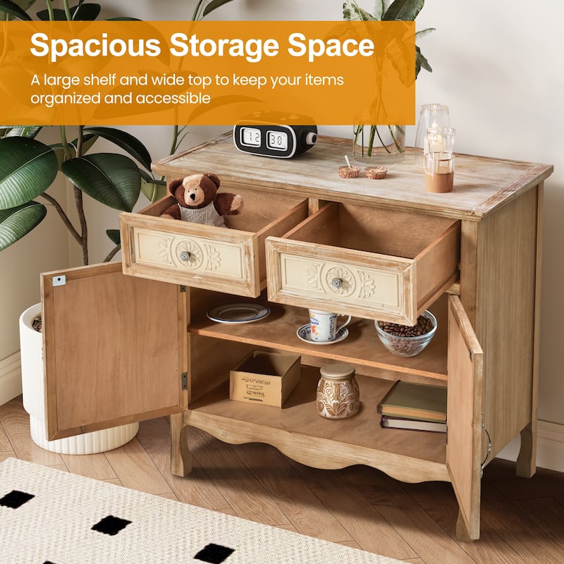 2-Door Accent Storage Cabinet with 2 Drawers and 2 Doors - N/A
