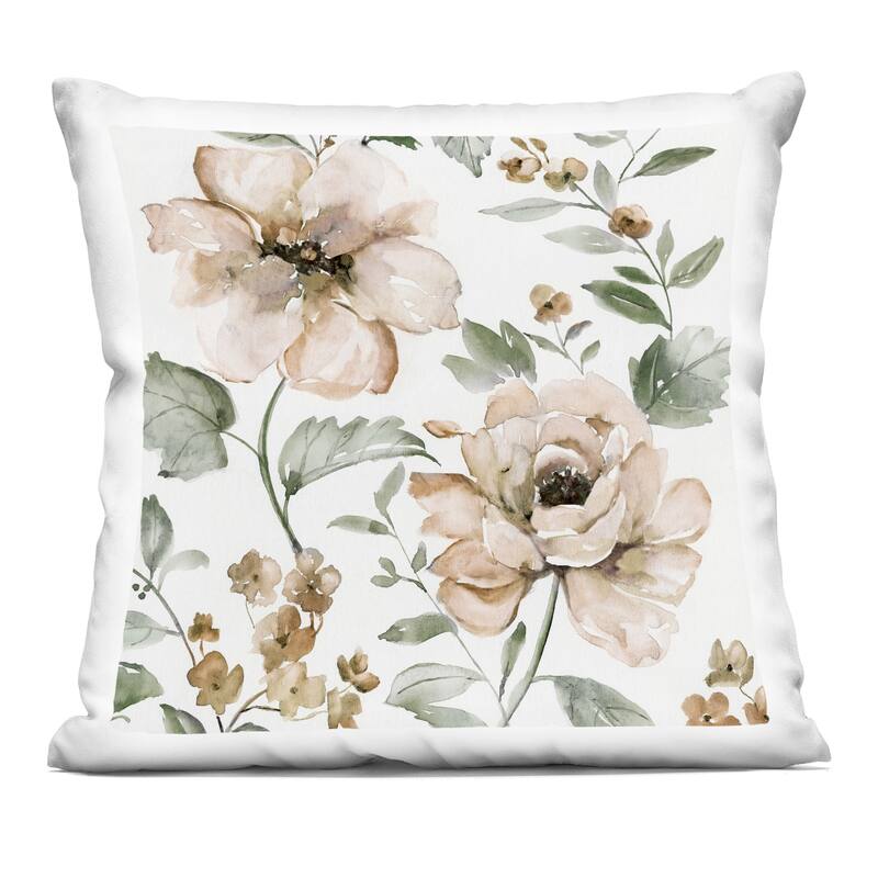 Stupell Dainty Blooming Florals Decorative Printed Throw Pillow Design by Nan - Accent - Polyester - Green - Single