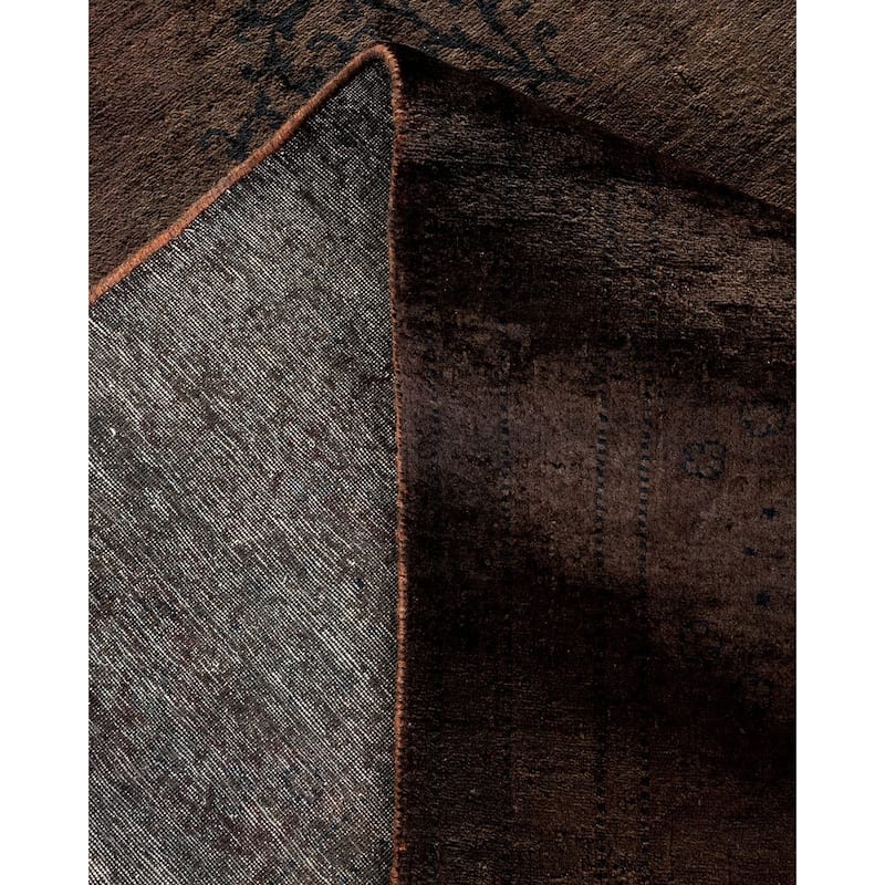 Overton Hand Knotted Wool Vintage Inspired Modern Contemporary Overdyed Black Area Rug - 8' 1" x 9' 8"