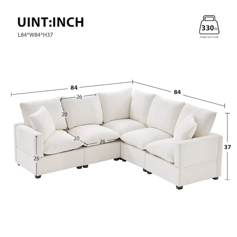 [VIDEO provided] [New] 84*84" Modern L Shape Modular Sofa, 5 Seat Chenille Sectional Couch Set with 2 Pillows Included, Freely C