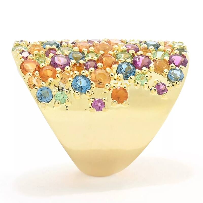 Yellow Gold Over Sterling Silver Multi Gemstone Ring