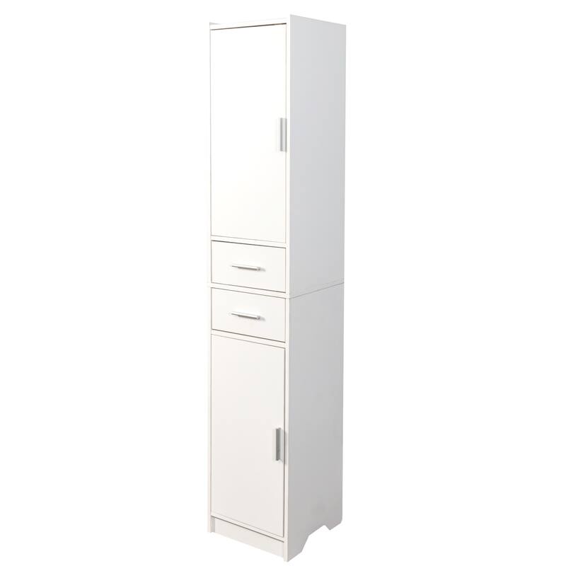 70.87" H Tall Bathroom Storage Cabinet with 2 Doors and 2 Drawer, Narrow Storage Unit, Adjustable Shelves, Floor Cabinet