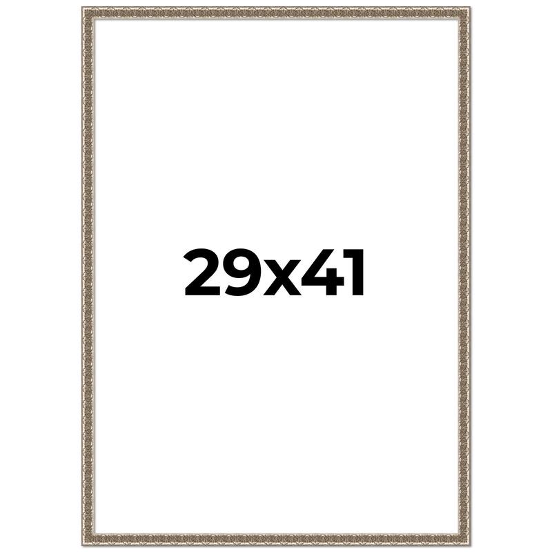 29x41 Frame Silver Versailles Ornate Solid Wood Picture Frame | 1 Inch