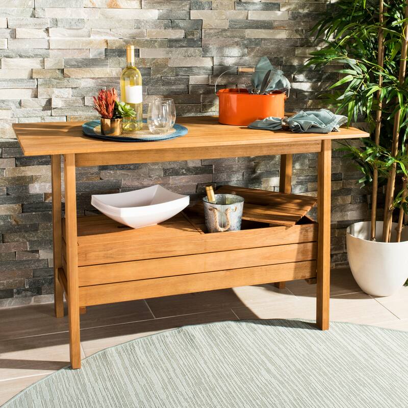 SAFAVIEH Outdoor Areli Tea Trolley - 48Wx20Dx32H - Natural
