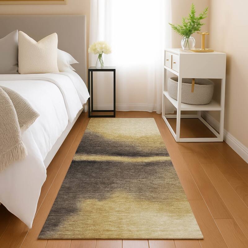 Machine Washable Indoor/ Outdoor Modern Landscape Chantille Rug