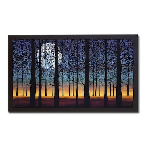 Full Blue Moon by Daniel Lager Black Floater-Framed Canvas Giclee Art (20 in x 38 in Framed Size)