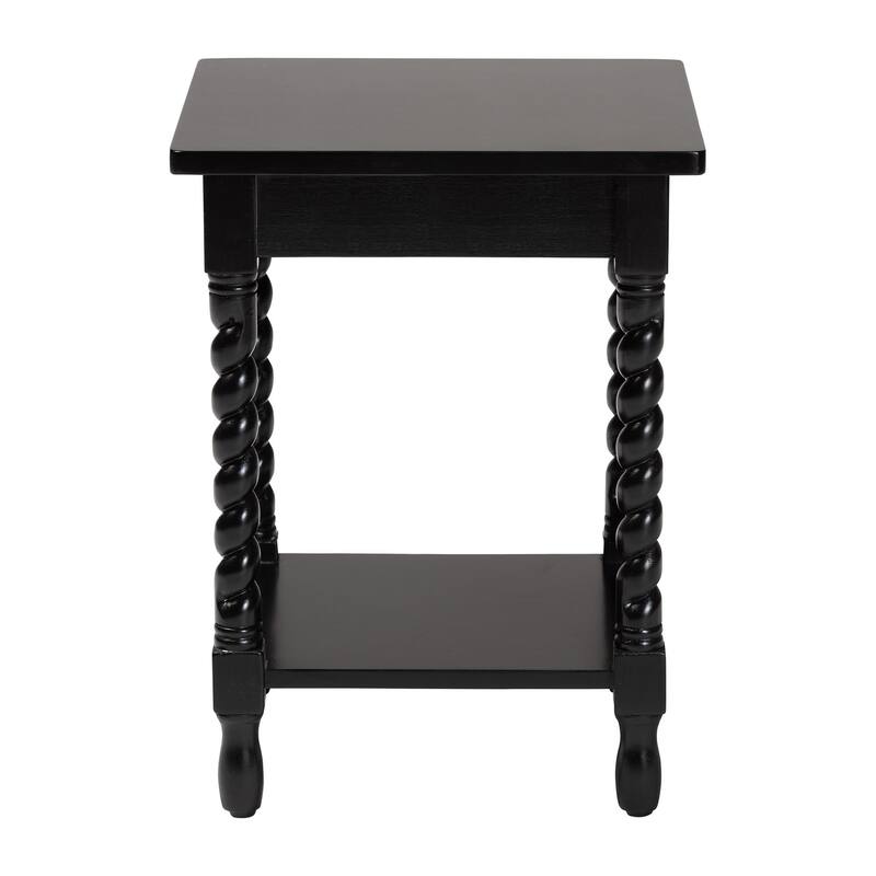 Niklas Nightstand with Twisted Legs - 1-Drawer Bedroom Side Table with Storage Shelf