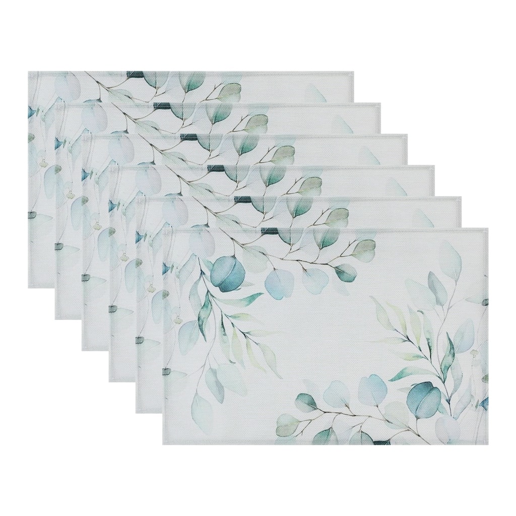 Farmhouse Placemats Set of 6 Linen Placemats for Dining Table Decor Indoor Outdoor Kitchen Table Mat Wipe Clean - 18*12in