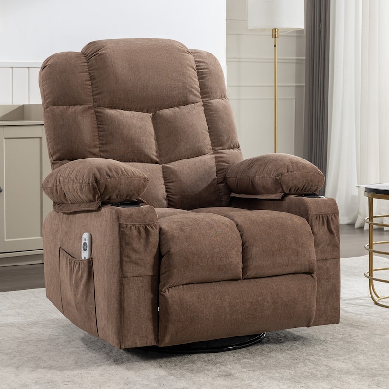 Massage Rocker Recliner Chair Rocking Chairs for Adults Oversized with 2 Cup Holders, USB Charge Port Soft Features a Manual Mas