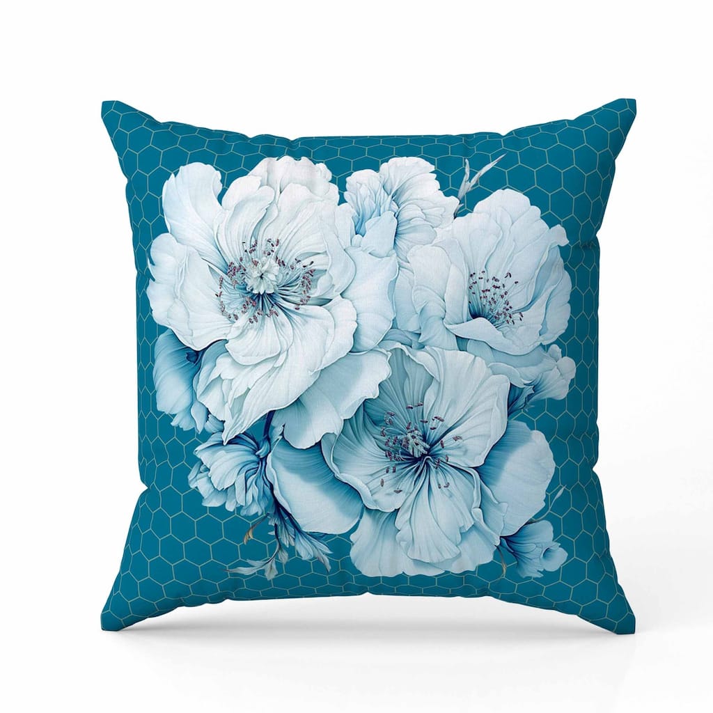Magnolia Majesty Faux Suede Reversible Throw Pillow Corruleum and Blue