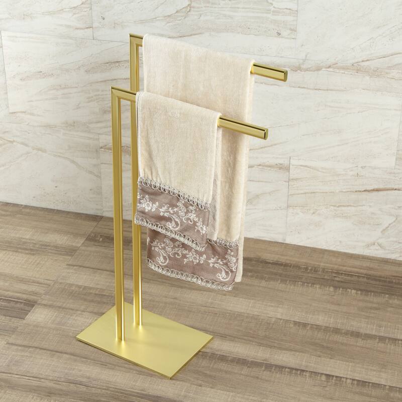Edenscape Pedestal Dual Towel Rack in Polished Chrome