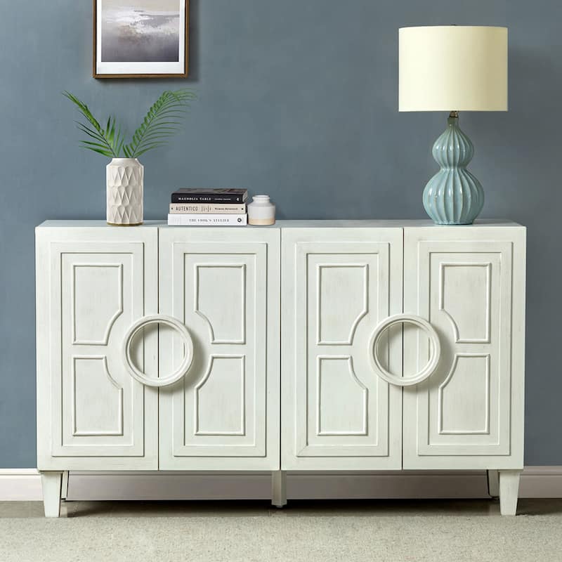 Connie 58" Contemporary Sideboard Buffet with Round Solid Wood Door Handles by HULALA HOME