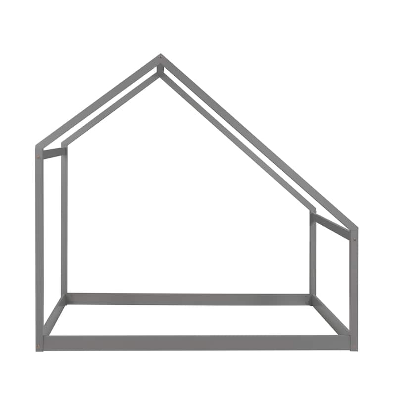 Solid Wood House Bed with Roof for Kids