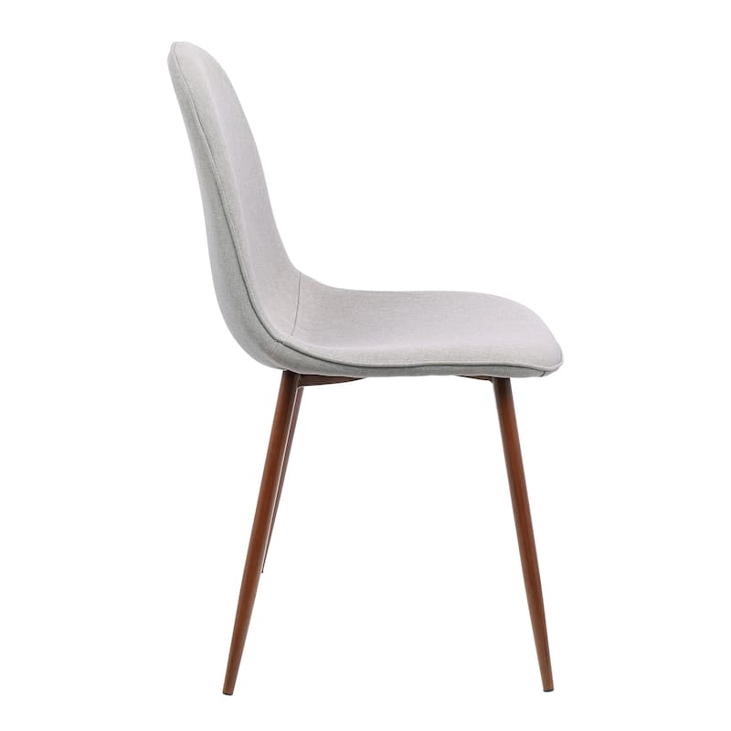 2 Gray Fabric Walnut Wood Pebble Modern Dining Accent Chair 35"
