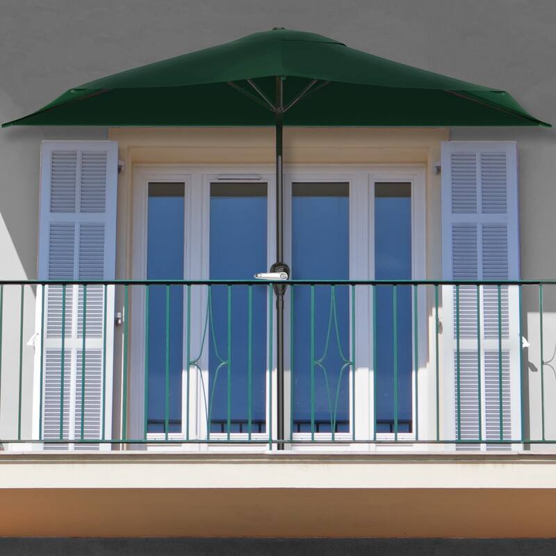 Pure Garden 9ft Half Umbrella with Base