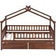 preview thumbnail 23 of 28, Twin House Bed with 2 Storage Drawers,Rails and Roof for Kids
