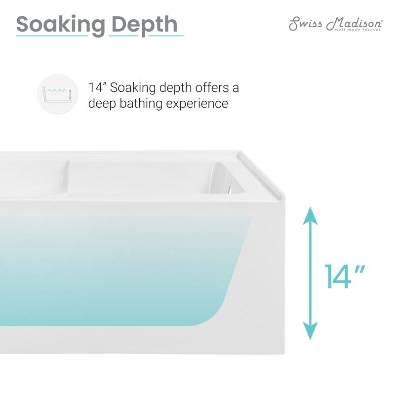 Claire 60" x 32" Left-Hand Drain Drain Alcove Tub with Corner Apron