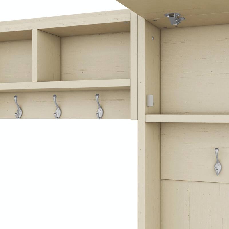4-in-1 Entryway Hall Tree with Storage, 7 Hooks & Drawers, Beige
