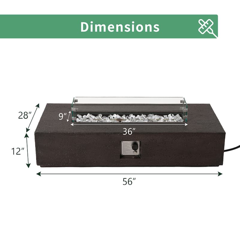 COSIEST Outdoor 56-Inch Rectangular Propane Fire Pit