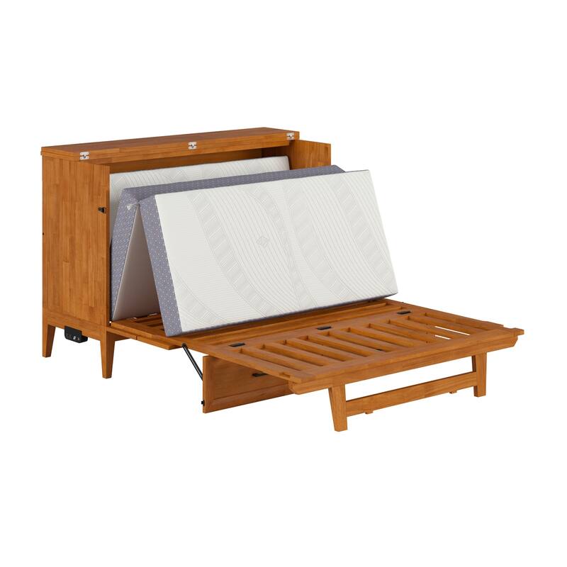 Santa Fe Murphy Bed Chest with Mattress and Built-in Charger