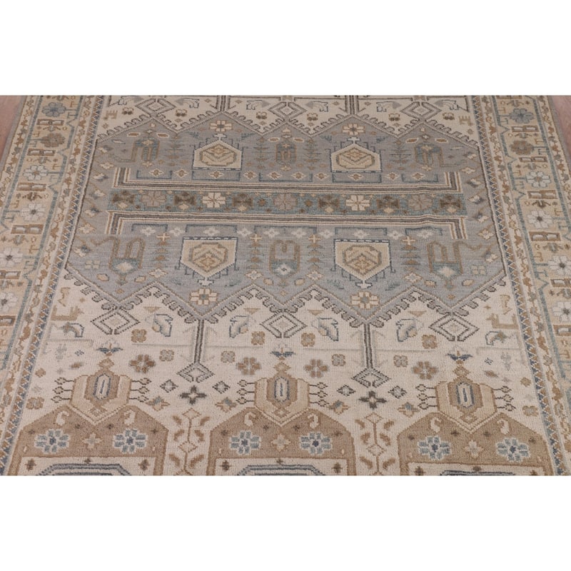 Ivory & Gray Khotan Oriental Area Rug Handmade Wool Carpet - 8'9"x 11'10"