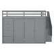 preview thumbnail 21 of 26, Full Size Wood Loft Bed with Built-in Wardrobes, Cabinets and Drawers, Multi-Functional Bed Frame with Storage Space Staircase