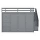 preview thumbnail 7 of 18, Gray Full Size Wood Loft Bed With Built-in Wardrobes, Cabinets and Drawers for Bedroom