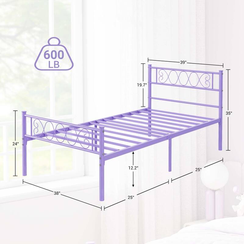 Bed Frame with Headboard and Footboard for Girls and Boys