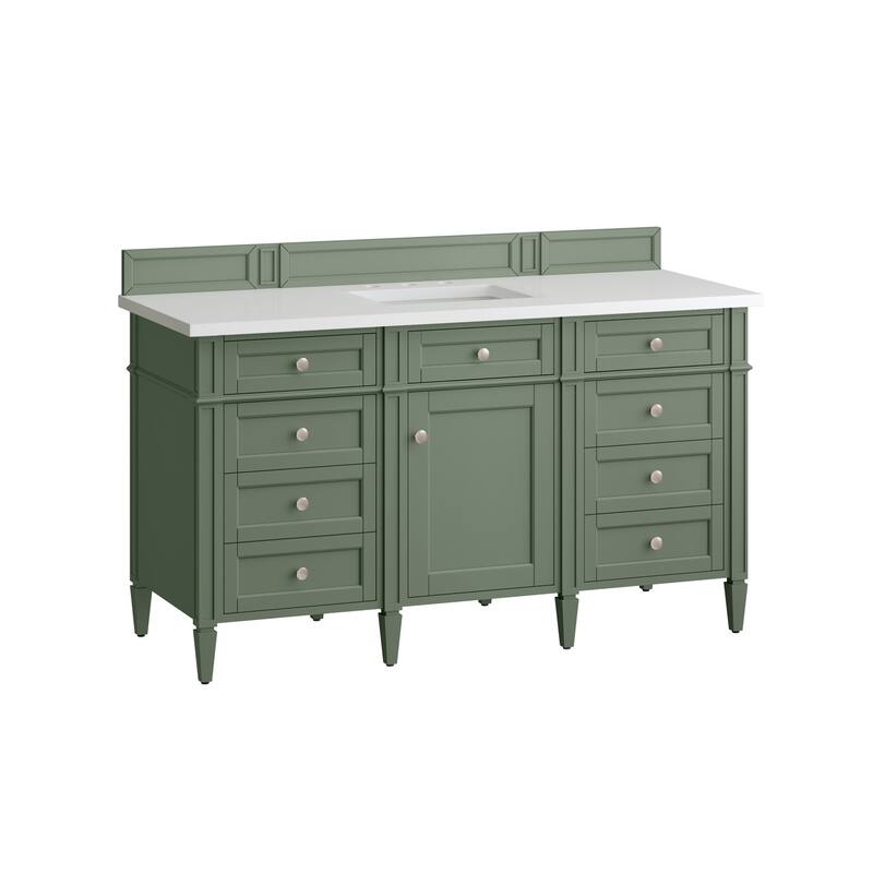 James Martin Vanities 650-V60S-3WZ Brittany 60" Single Basin Poplar - Smokey Celadon - Steel Finish