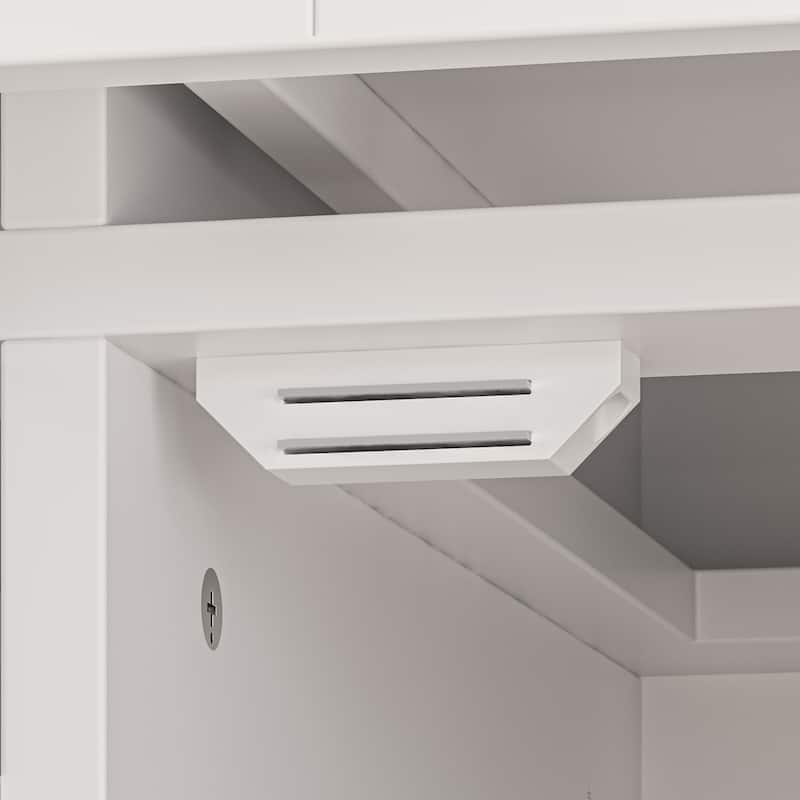 Media Wall Unit w/Spacious Storage White TV Stand Wall Storage Combo
