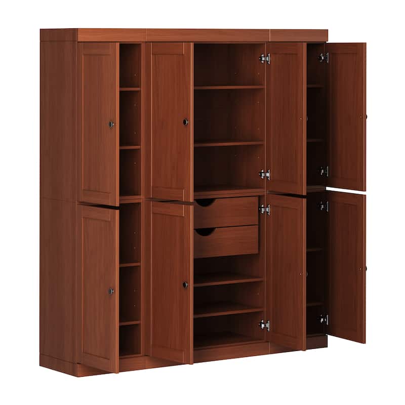 Palace Imports 100% Solid Wood 65" Pantry Cabinet with Shaker Doors, 2-Drawers and Adjustable Shelves