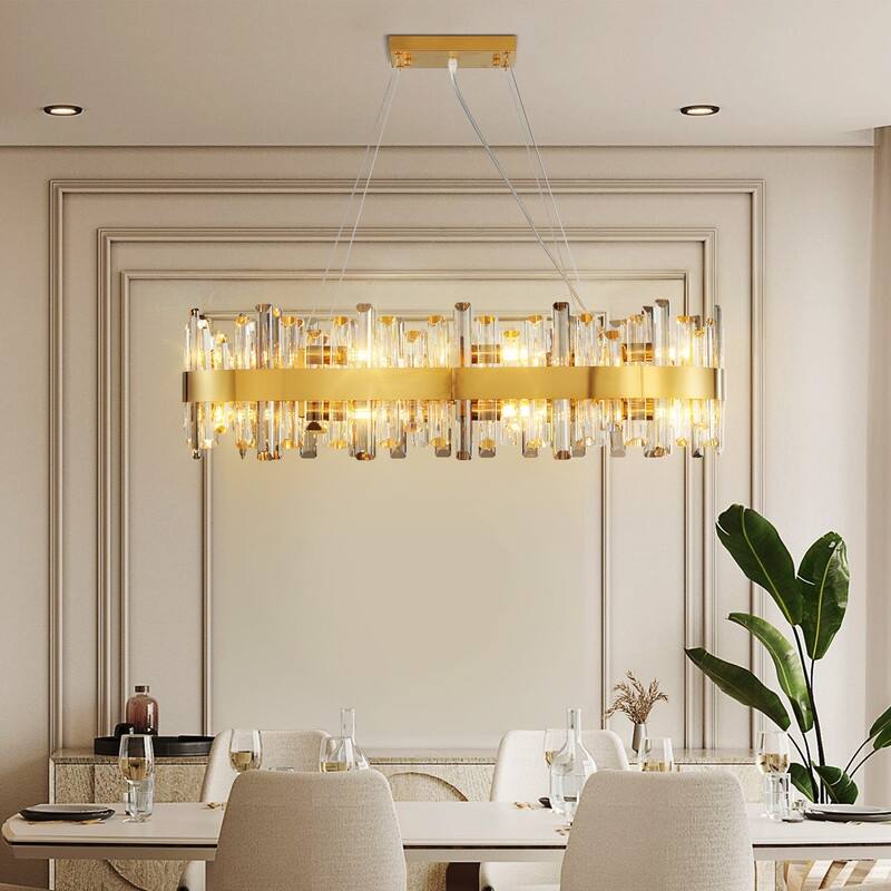 KAYLA 16-Light Gold Crystal Chandelier, Modern K9 Crystal