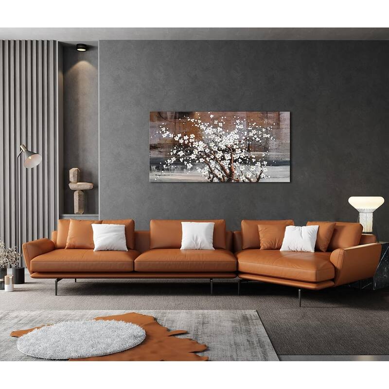 Wall Decorations White Flower on Brown Background