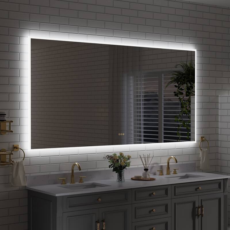 Modern Wall Mounted LED Bathroom Frontlit/Backlit Mirror With PMMA Diffuser