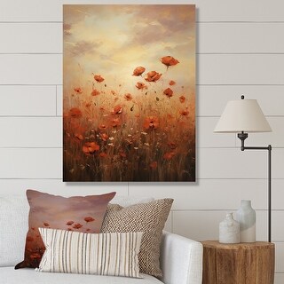 Designart "Copper Clouds Field Of Poppies I" Poppies Wall Art - Bed ...