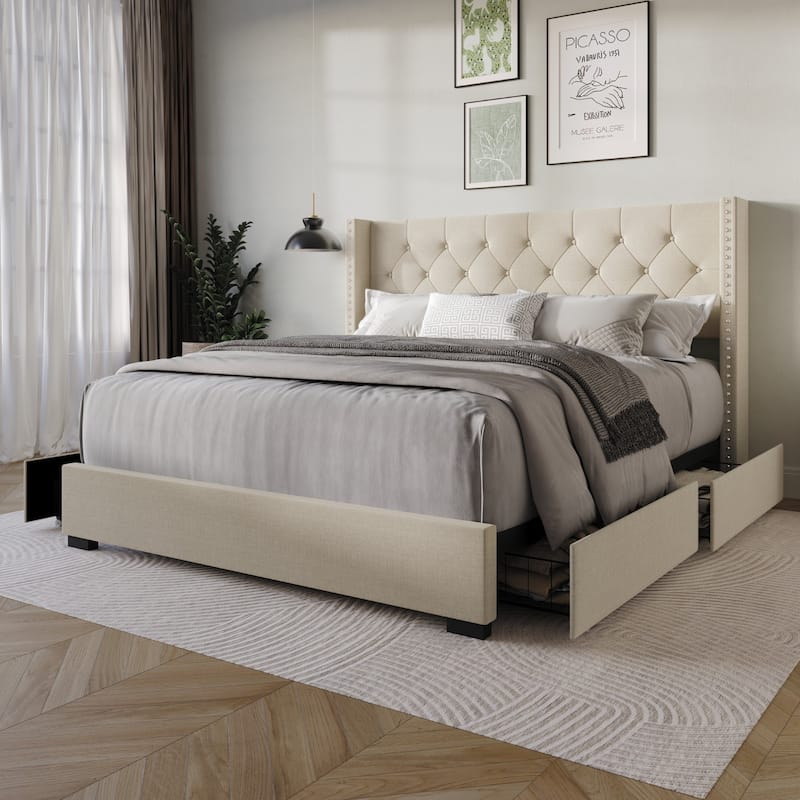 Greeley Tufted Upholstered Storage Platform Bed