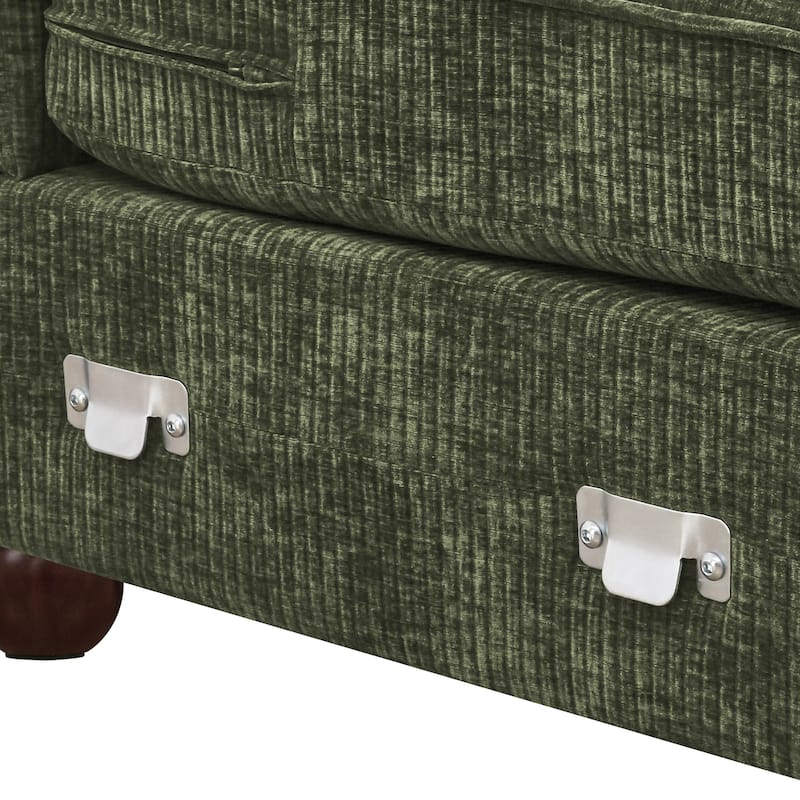 82"W Chenille Upholstered Couch With Cushion, Modern Loveseat Sofa, 3-Seater Sofas For Living Room, Beige/Blue/Grayish Brown