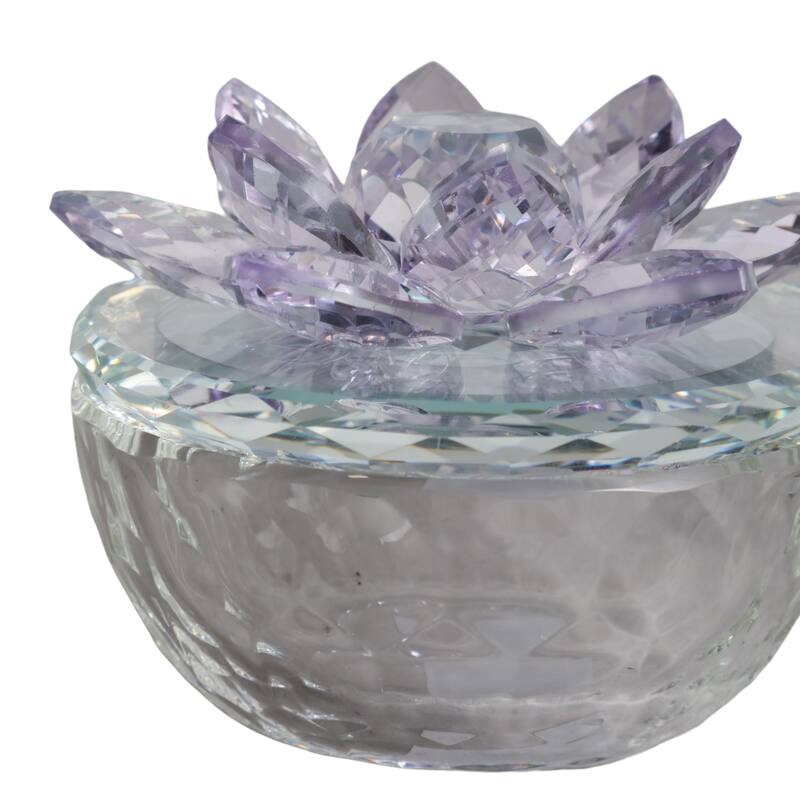 Glass Decorative Boxes Lotus Lids Textured Modern Style (Set of 2)