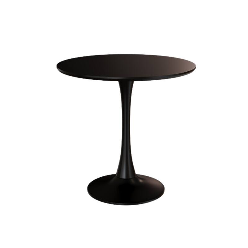 HOMYLIN 24" Black Round Dining Table with Metal Pedestal Base - Black