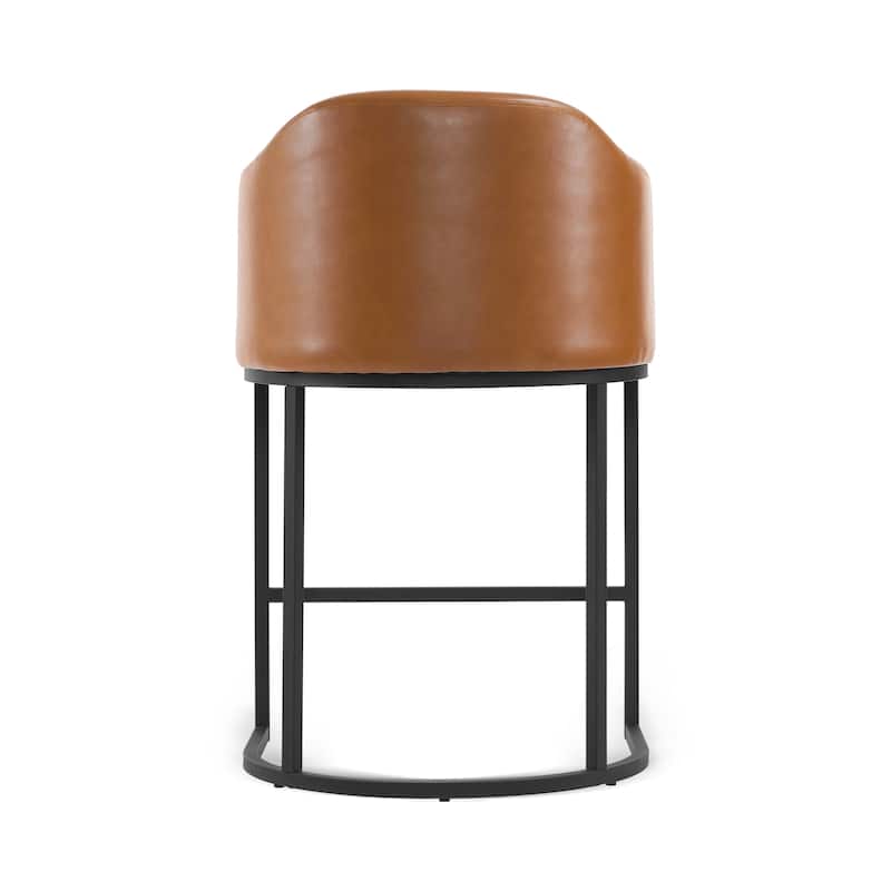 26.in Modern Set of 2 Barstool Fabric/Leather Upholstered Counter Height Stool with Metal Frame for Kitchen Island