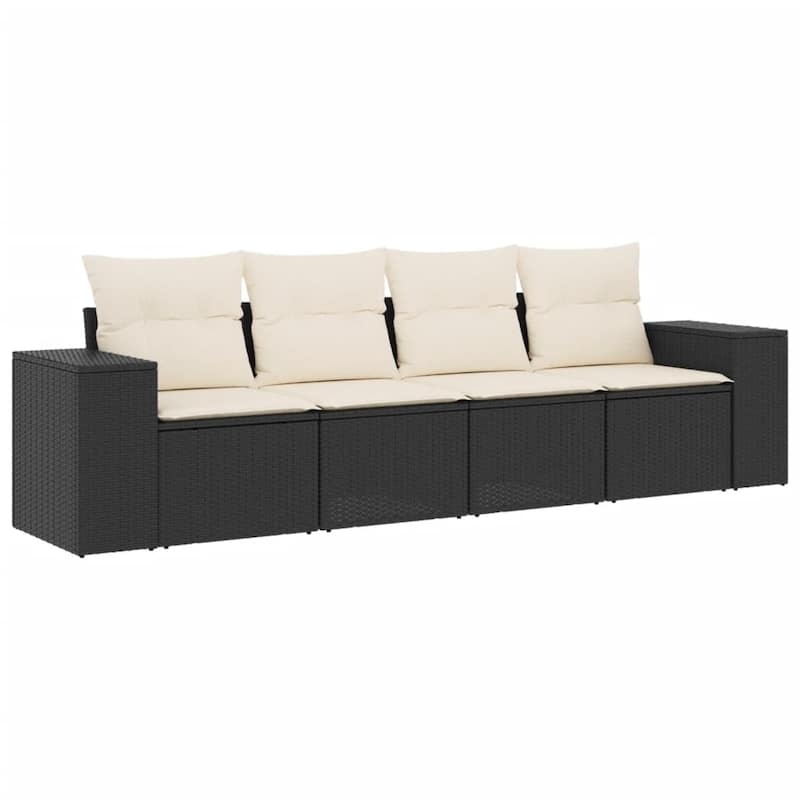 vidaXL Garden Sofa Set Black, Cream white - 24.4 x 32.7 x 27.2