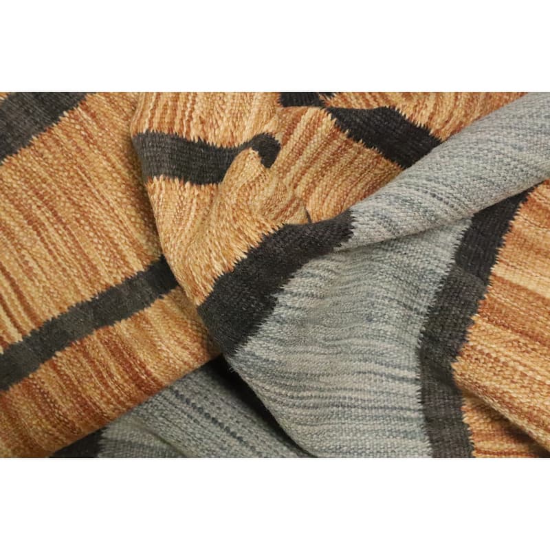Hand Woven Oriental 100% Wool Carpet Southwestern Modern Multi-Colored Kilim Area Rug - 8' 7'' X 6' 1''