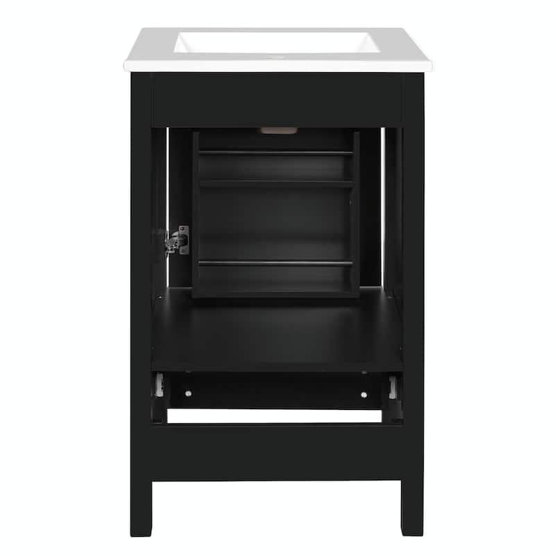 Modern Bathroom Vanity with Ceramic Sink - Soft-Close Drawers, Door Organizer, Divider Drawer