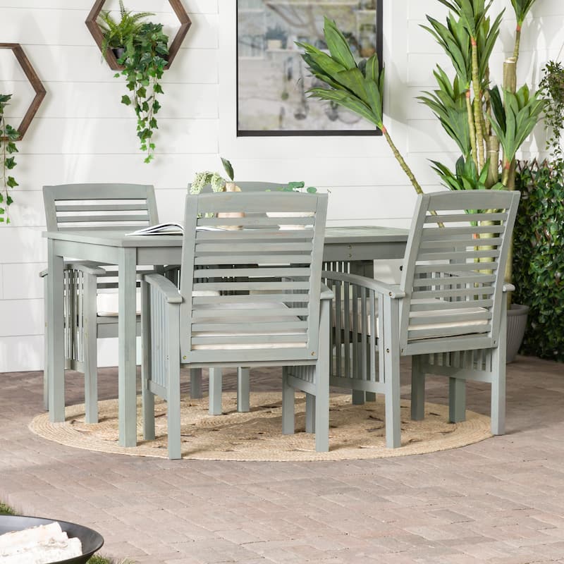 Walker Edison Surfside 5-piece Acacia Wood Outdoor Dining Set - 60 x 34 x 30h