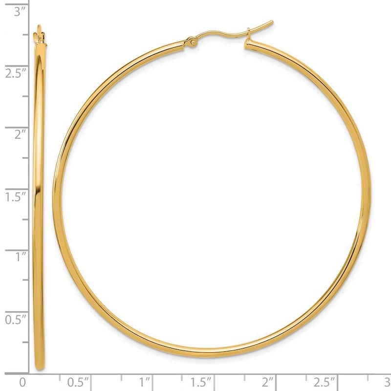 Curata 14k Yellow Gold Polished Hoop Earrings - 65x65mm